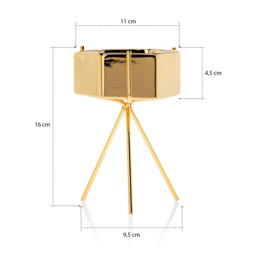 Керамична саксия SASHI 16x11 см златиста