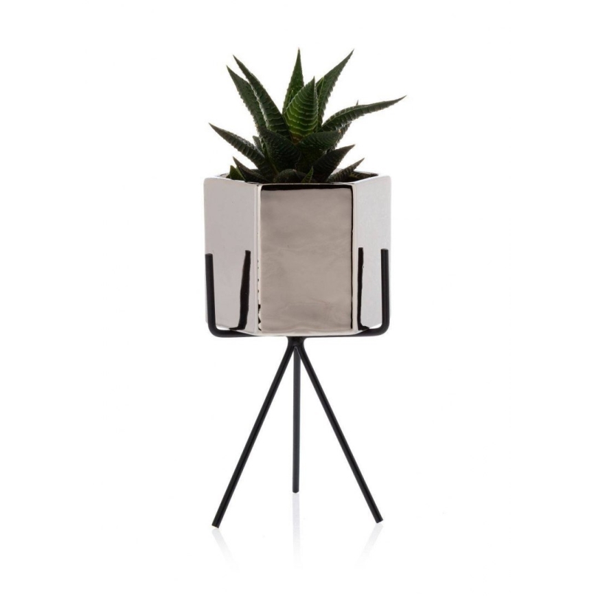 Керамична саксия SASHI 20x11 см сребриста