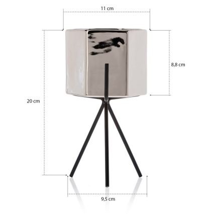 Керамична саксия SASHI 20x11 см сребриста