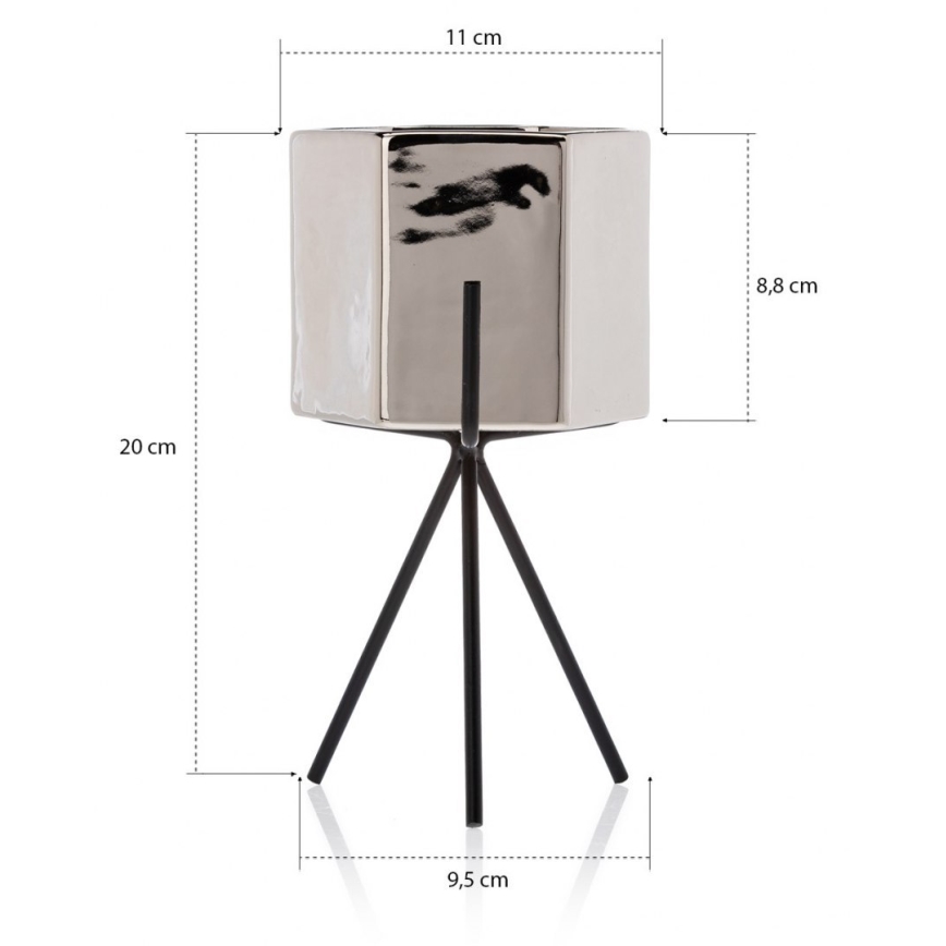 Керамична саксия SASHI 20x11 см сребриста