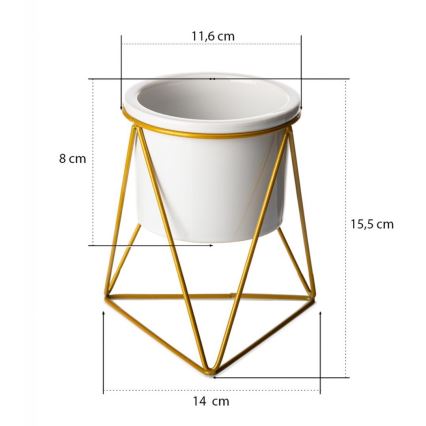 Керамична саксия SASYA 15,5x11,6 см златиста/бяла