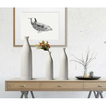 Керамична ваза, 25 см, бяла