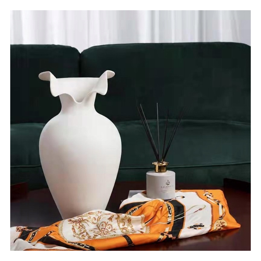 Керамична ваза, бяла, 41,5 x 23 см