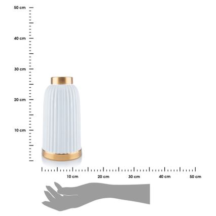 Керамична ваза ROSIE 25x13 см бяла/златиста