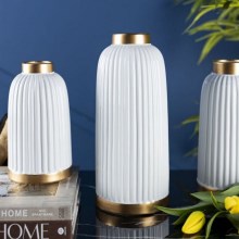 Керамична ваза ROSIE 30,5x14 см бяла/златиста