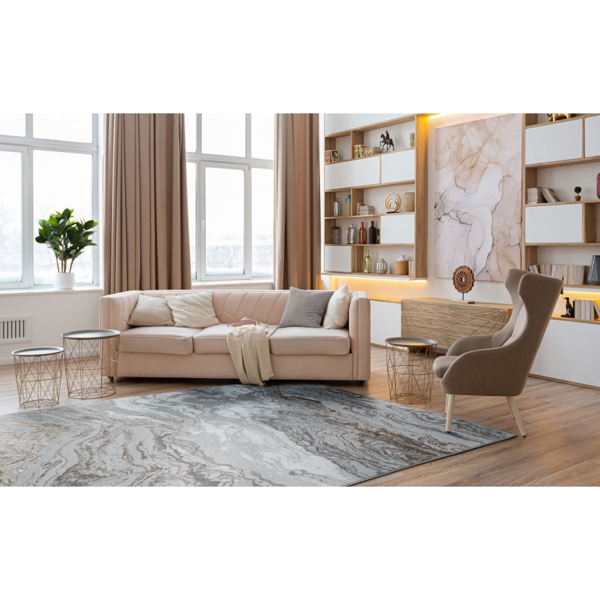 Килим CREATION 200 x 290 см, 1950 g/m², сив/кафяв/мраморен десен