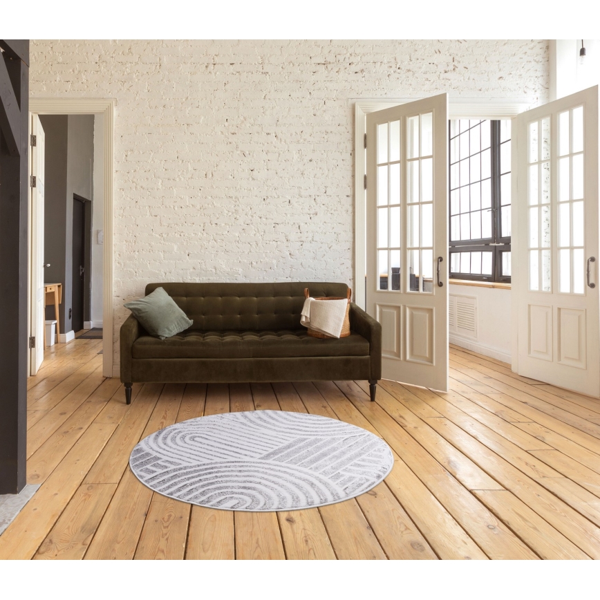 Килим SALAMANCA 100 см сив/бял