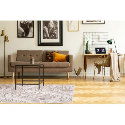 Килим SALAMANCA 67x120 cm бежов/бял/листов десен