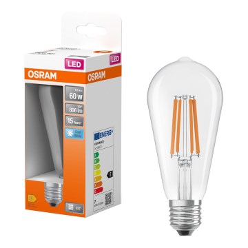 Класическа филаментна LED крушка E27/6,5W/230V 4000K - Osram