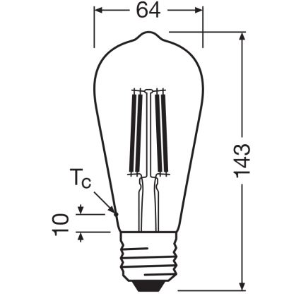 Класическа филаментна LED крушка E27/6,5W/230V 4000K - Osram