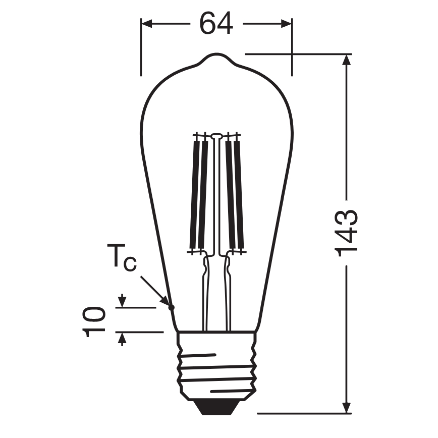 Класическа филаментна LED крушка E27/6,5W/230V 4000K - Osram