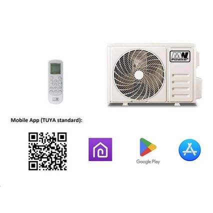 Климатик 12K V1 3,65 kW Wi‑Fi Tuya, бял + дистанционно управление