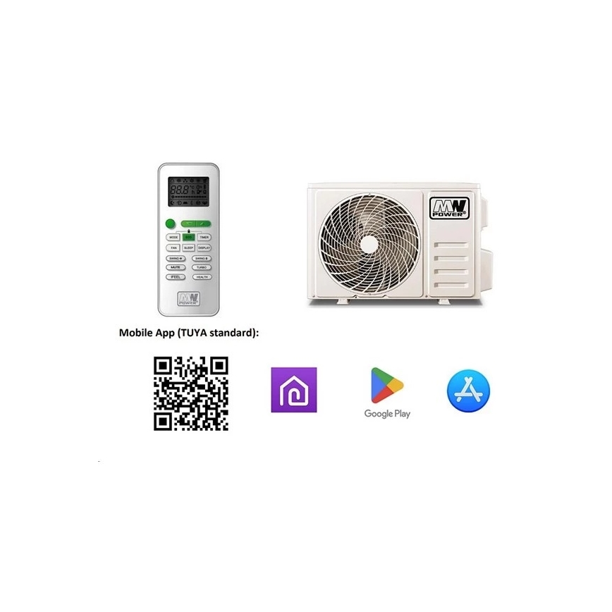 Климатик 18K V1 5,2 kW Wi-Fi Tuya бял + дистанционно управление