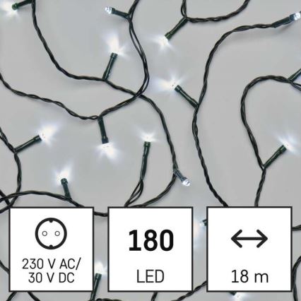 Коледен външен гирлянд 180xLED/8 режима 23m IP44 студено бяло