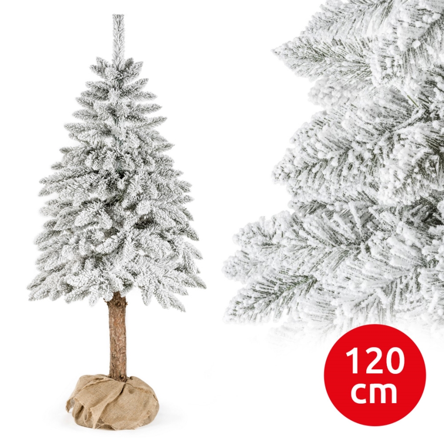 Коледна елха на дънер NATURAL WITH SNOW 120 см смърч