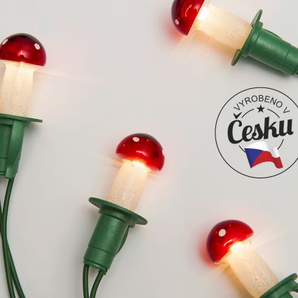 Коледни лампички TOADSTOOL 12xE10/10,7м червени Произведени в Европа