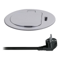 Колона с контакти за маса 1x230V + USB-C Power Delivery сребрист/черен