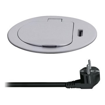 Колона с контакти за маса 1x230V + USB-C Power Delivery сребрист/черен