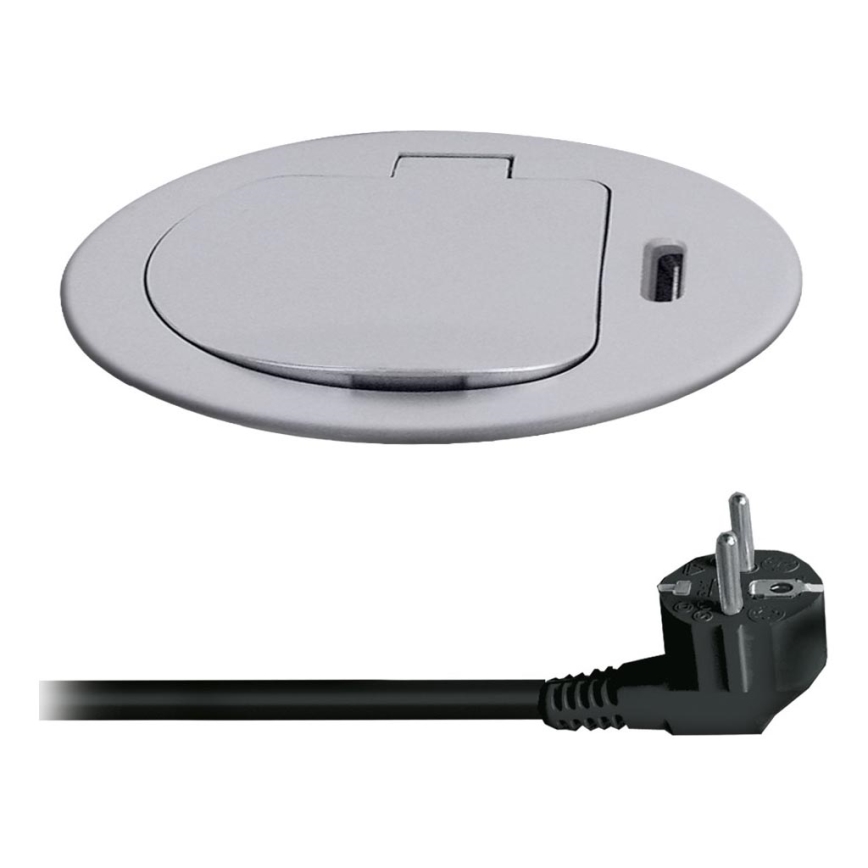 Колона с контакти за маса 1x230V + USB-C Power Delivery сребрист/черен