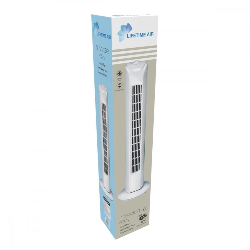 Колонен вентилатор 45W/230V, 81 см, бял