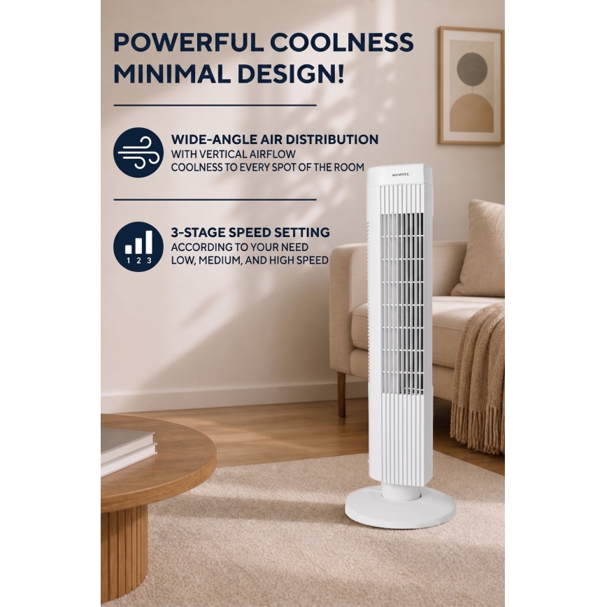 Колонен вентилатор 50W/230V бял