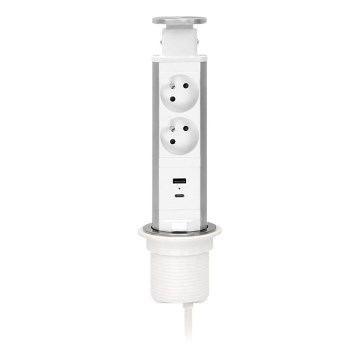 Колонка с контакти за плот на бюро 2x230V + USB-A + USB-C