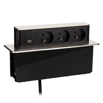 Колонка с контакти за плот на бюро 3x230V + USB-A + USB-C