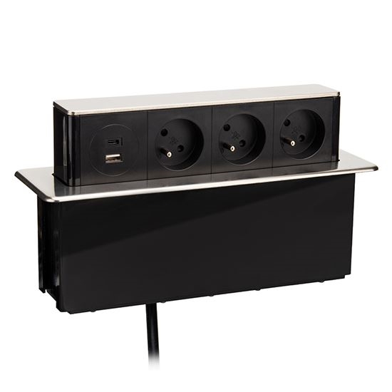 Колонка с контакти за плот на бюро 3x230V + USB-A + USB-C