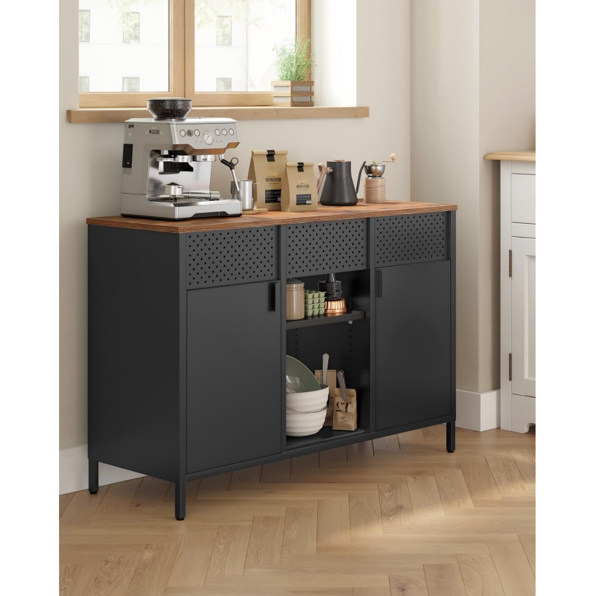 Комод FIRA 110x40 см черен/кафяв