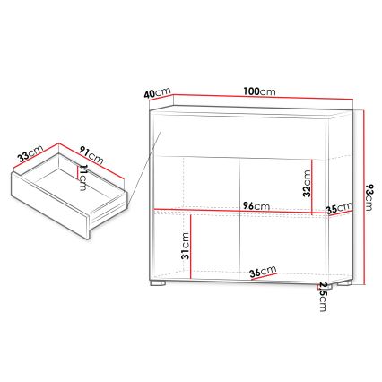 Комод GESITA 93x100 см бял
