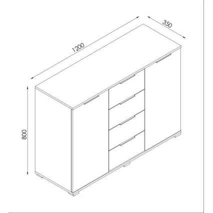 Комод HOPE 120x78x35 дъб сонома