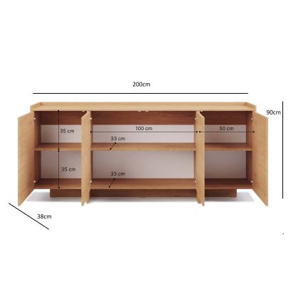 Комод KEMI 200x90x38 дъб Кремона