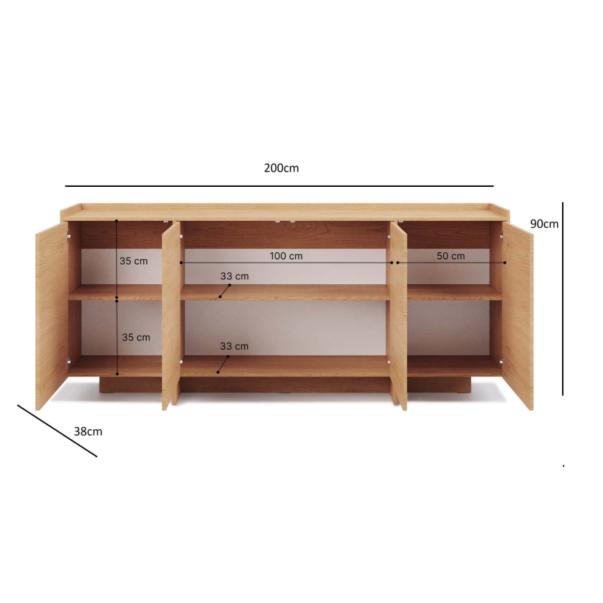 Комод KEMI 200x90x38 дъб Кремона