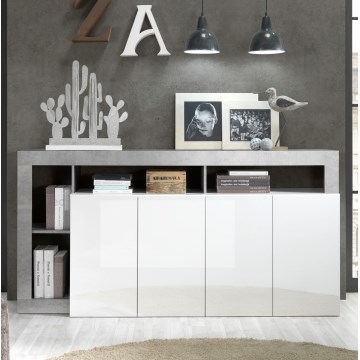 Комод LENOR 184x93x42 см бял/сив бетон
