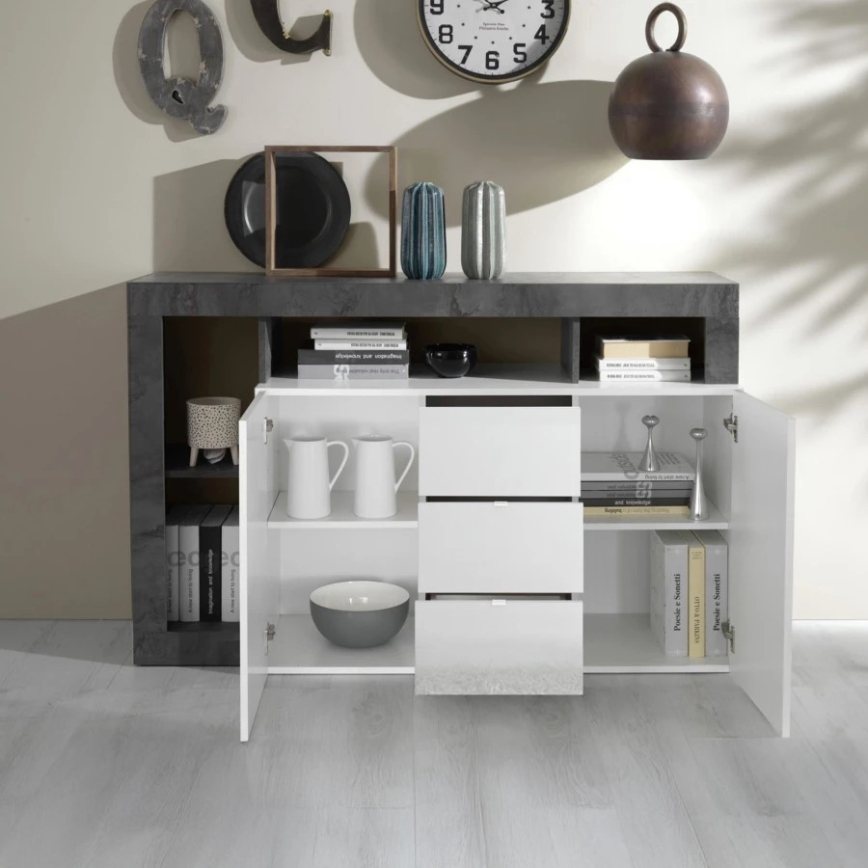 Комод LENOR бял/антрацит