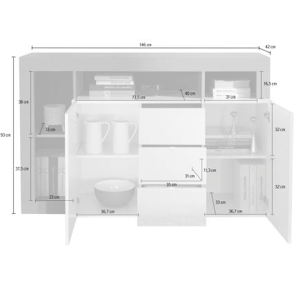 Комод LENOR бял/антрацит