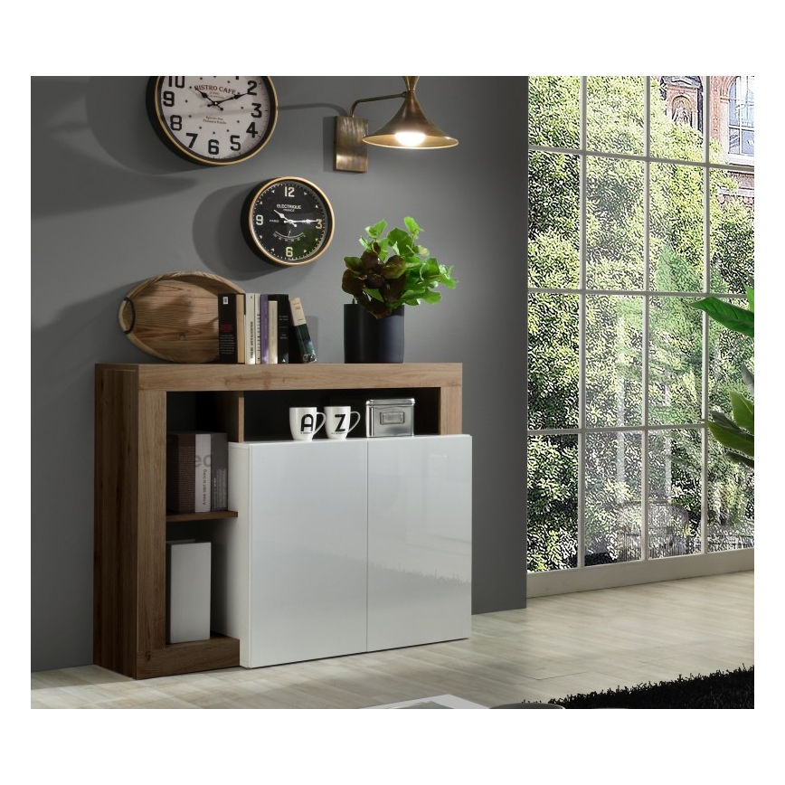 Комод LENOR бял/дъб