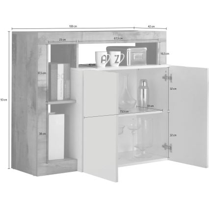 Комод LENOR бял/дъб