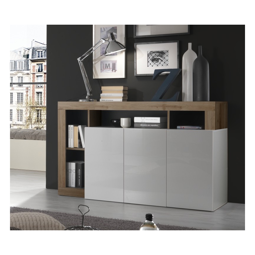 Комод LENOR бял/дъб