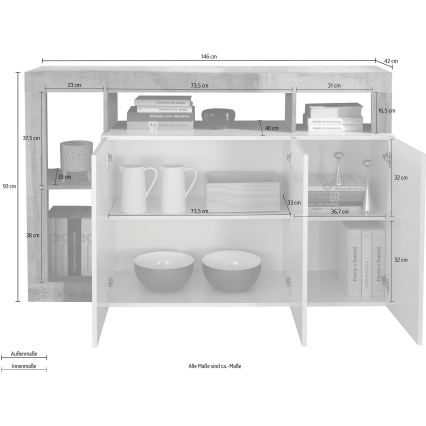 Комод LENOR бял/дъб