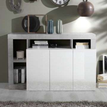 Комод LENOR бял/сив бетон