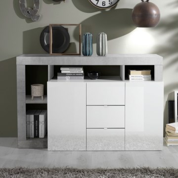 Комод LENOR бял/сив бетон