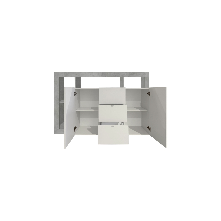 Комод LENOR бял/сив бетон