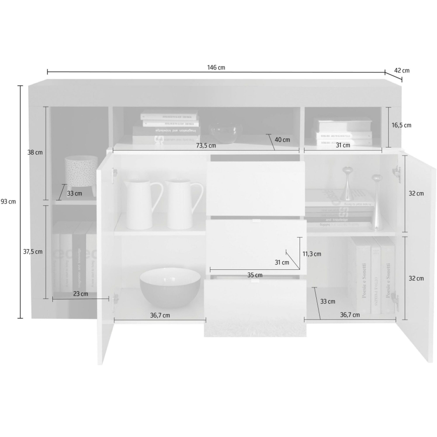 Комод LENOR бял/сив бетон