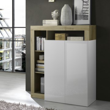 Комод LENOR бял/кафяв