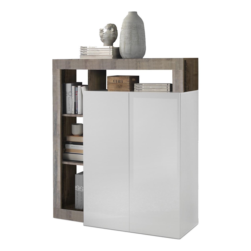 Комод LENOR бял/кафяв