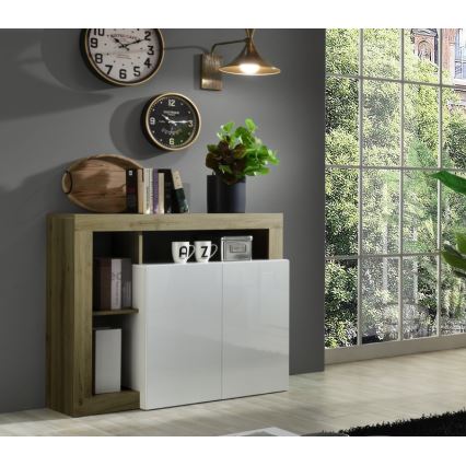 Комод LENOR бял/кафяв