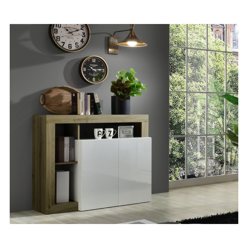 Комод LENOR бял/кафяв