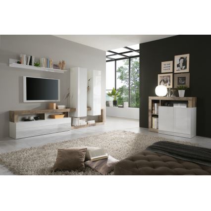 Комод LENOR бял/кафяв