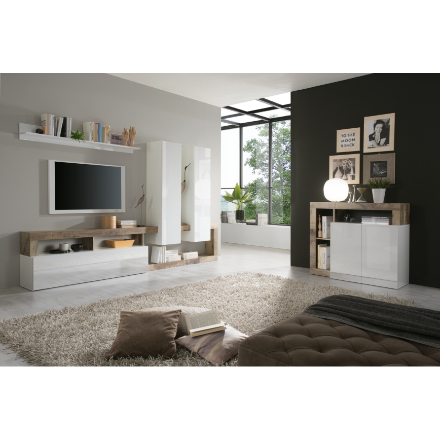 Комод LENOR бял/кафяв